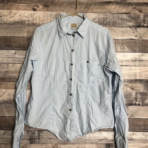 filson Tops - Filson Women's Cotton Blue Plaid Long Sleeve Button up Shirt - Sz XL